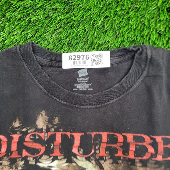 Disturbed Asylum Shirt Large 21x25 Faded Black Metalcore - Picture 10 of 13